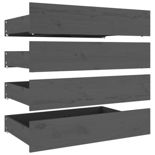 Tiroir De Lit Rangement Avec Roulettes Lot De 4 Bois De Pin Gris Tdl0206811