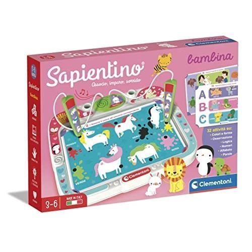 Clementoni- Sapientino Fille-Banc Avec Cartes D Activité Et Stylos Interactifs Jeu Éducatif 3 Ans Électronique Version Italien -Fabriqué En Italie 16385 Multicolore