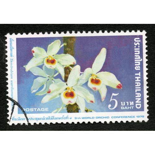 Timbre Oblitéré Thailand, Postage, 5 Baht, Dendrobium Wardianum, 9th World Orchid Conference 1978