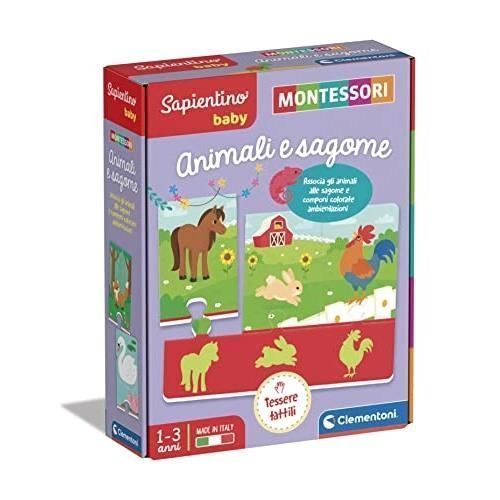 Clementoni- Sapientino Baby Animaux Et Formes Éducatif 1 An Version Italien Jeux Montessori Made In Italy 16408 Multicolore