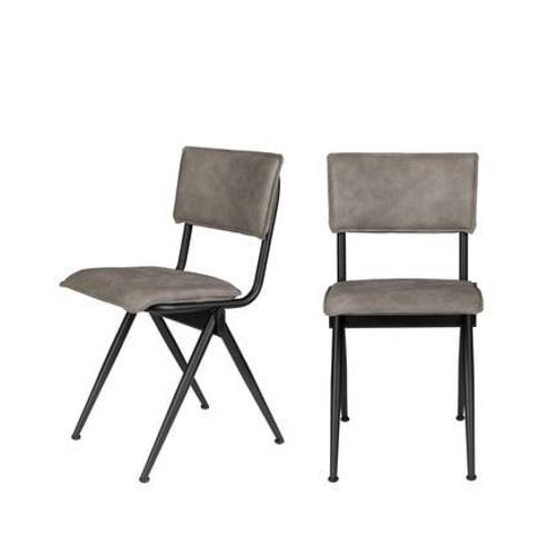 Dutchbone - New Willow - 2 Chaises En Simili - Gris - Gris