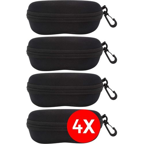 Étui Rigide À Lunettes De Soleil - [Pack 4 Unités] Boîte [Noire] Vue Protection Lecture Natation Avec Clip Attache Ceiunture Femme Homme Enfant Voiture Mode Design Fashion Fermeture Éclair