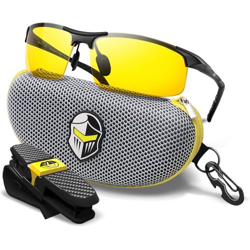 Lunettes De Conduite De Nuit Pour Homme/Femme - Vision Jaune Hd Pour Un Maximum De Clarté - Visière Chevalier Taille L