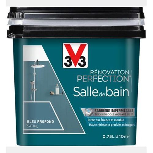 Peinture Rénov SdB Satin Bleu profond Pot 0.75l