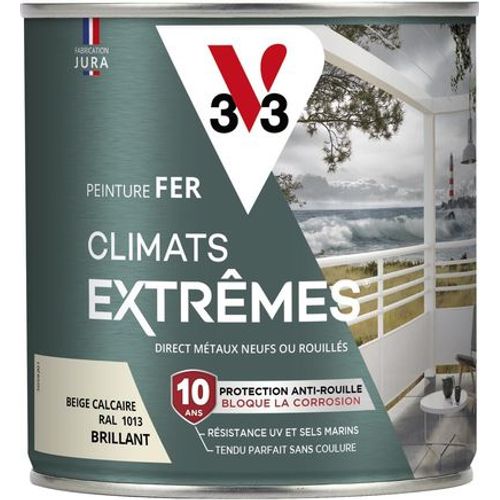 Peinture fer climats extrêmes beige calcaire brillant 0.5 litre