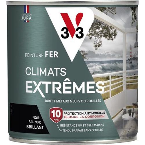 Peinture fer climats extrêmes noir charbon brillant 0.5 litre