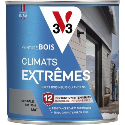 Peinture bois climats extrêmes gris galet mat 0.5 litre