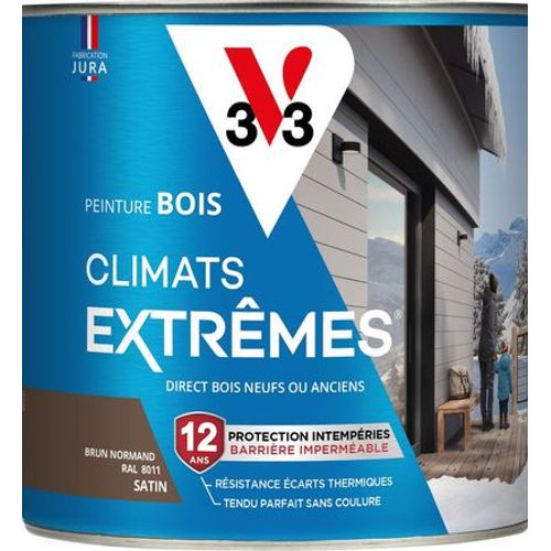 Peinture bois climats extrêmes brun normand satin 2 litres