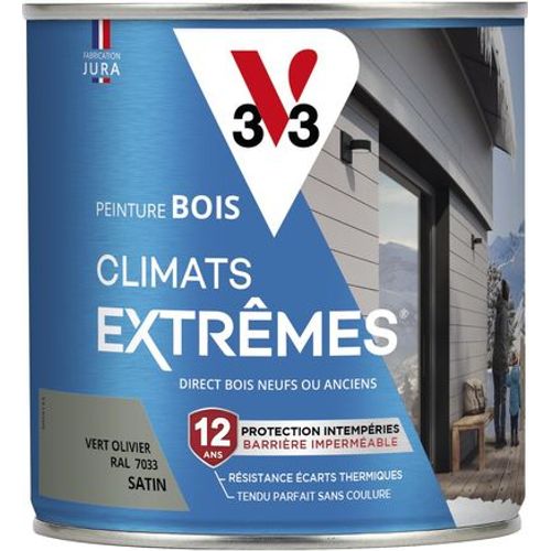 Peinture bois climats extrÃªmes vert olivier satin 0.5 litre