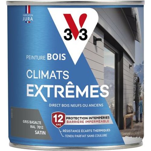 Peinture bois climats extrêmes gris basalte satin 0.5 litre