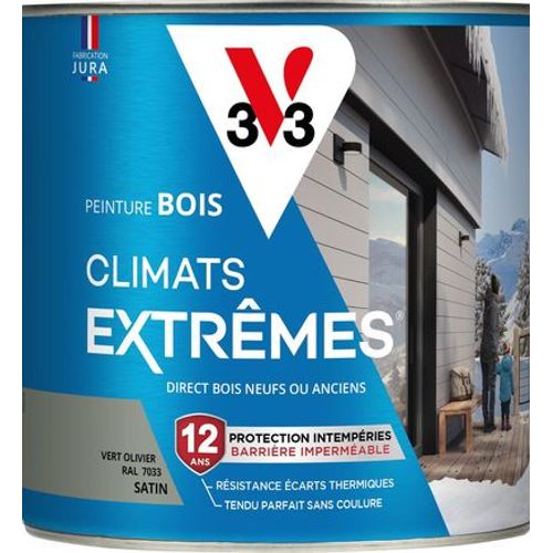 Peinture bois climats extrêmes vert olivier satin 2 litres