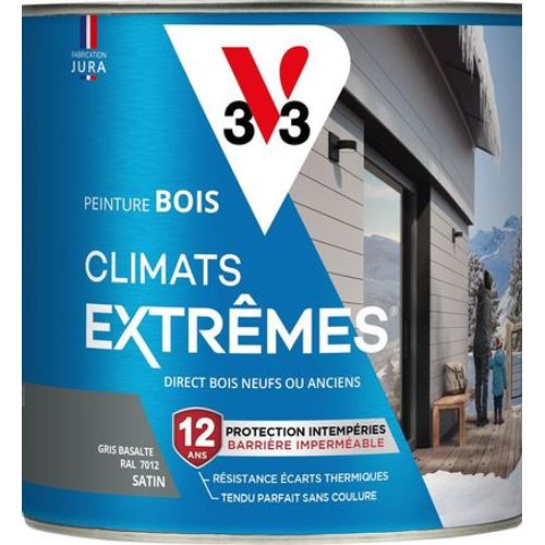 Peinture bois climats extrêmes gris basalte satin 2 litres