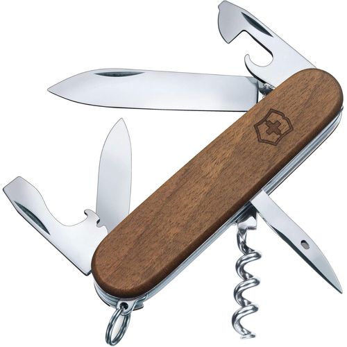 Spartan Bois Couteau De Poche Suisse, Léger, Couteau Multifonction, 11 Fonctions, Lame, Ouvre Boite, Tire Bouchon, Bois