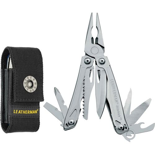Leatherman Sidekick Pince multifonctions 14 outils avec pinces actionnées par ressort, 2 lames de couteaux et bien plus encore ; fabriqué aux Etats-Unis, couleur gris acier, étui en nylon inclus