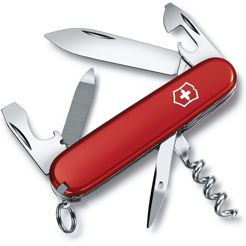 Sportsman Couteau De Poche Suisse, Léger, Multitool, 13 Fonctions, Grand Lame, Ouvre Boite, Tire Bouchon