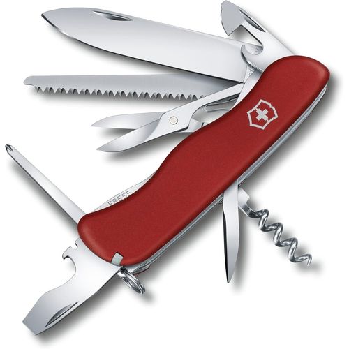 Outrider Couteau De Poche Suisse, Couteau Multifonction, 14 Fonctions, Lame, Ciseaux, Tire Bouchon, Rouge