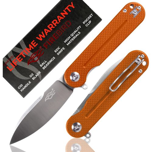 Fh922-Or Couteau Pliant De Poche Lame En Acier D2 85 Mm G10 Poignée Antidérapante Avec Clip Camping Chasse Edc Couteau 196 Mm 109 G (Orange)