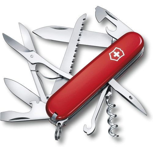 Couteau De Poche Suisse, Léger, Multitool, 15 Fonctions, Tire Bouchon, Grand Lame, Ouvre Boite, Rouge
