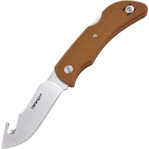 Ckt2102 Couteau De Chasse Pliant D'extérieur En Acier Inoxydable Aus-8, Couteau De Poche De Camping Avec Manche G10 Clip De Poche (Marron)