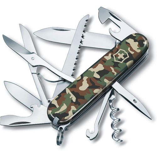 Couteau De Poche Suisse, Léger, Couteau Multifonction, 15 Fonctions, Grand Lame, Tire Bouchon, Ouvre Boite, Camouflage