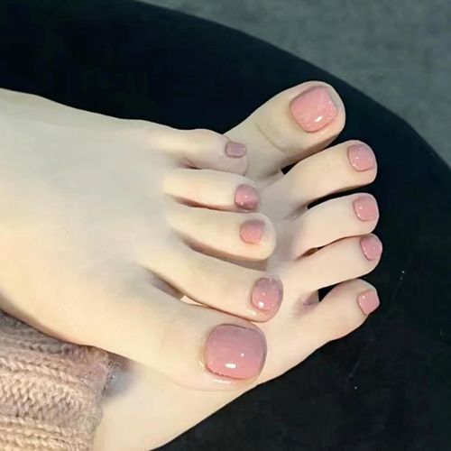24 Pièces Ongles D'orteil, Français Faux Ongles Pieds Artificiels À Couverture Complète En Acrylique Pour Femmes Et Filles Nail Art, 12 Tailles - Rose Pur 
