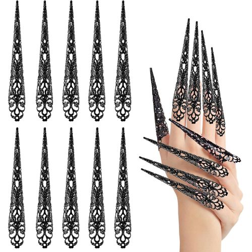 Anneaux D'ongle De Griffe De Doigt, 10 Pièces Costume De Reine Antique Anneaux D'ongle, Bout D'ongle De Doigt, Halloween Faux Nail, Pour Costume D'ongle Déguisement Halloween Cosplay