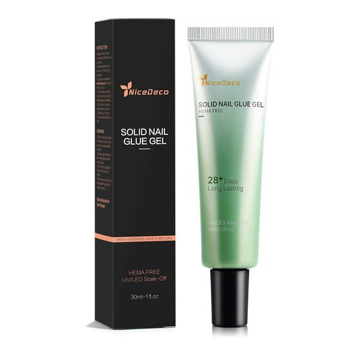 Non-Stick Solide Colle Faux Ongles Extra Forte 30ml, Sans Hema Gel Glue Pour Pose Américaine Ongles Capsules, Nail Extend Gel Uv/Led Pas Besoin De Brosse 