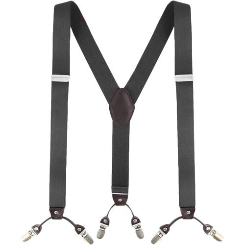 Men's Suspenders Suspenders For Men Heavy Duty 6 Clips Wide 1.4""Y Back Shape Elastic Durable Braces Thicken Wide Metal Clips (One Year Warranty)