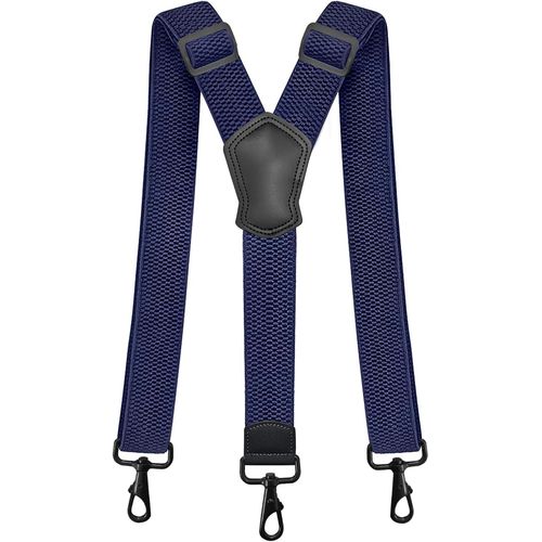 Braces For Men 4cm Wide Work Trousers Motorcycle Pants Solid Long Y-Back 3 Carabiner Adjustable Elastic One Size Fits All Men Women