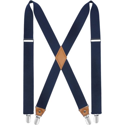 Men's Braces With Very Strong 4 Clips Heavy Duty X Suspenders Style Adjustable Suspender
