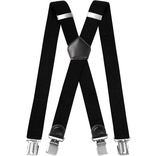 Men's Braces Extra Strong With 4 Extra Strong Clips,Men's Suspenders Wide 3.5 Cm,Adjustable X-Shaped Braces With Extra Length For Large People