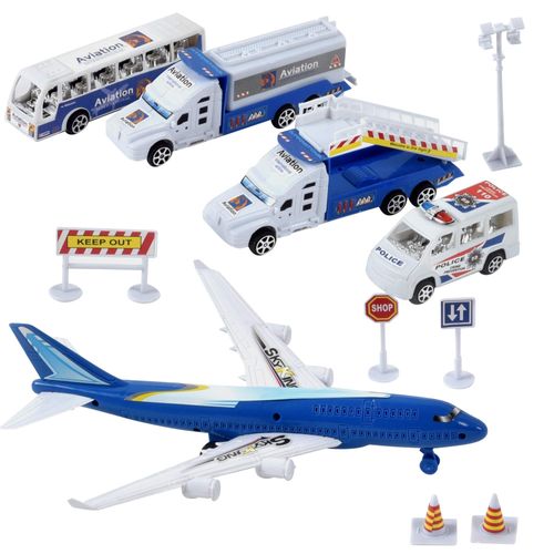 Turbo Challenge - Coffret Aéroport 11 Pi Ces - City - Bleu - 097728 - Voiture Roues Libres - Partir De 3 Ans