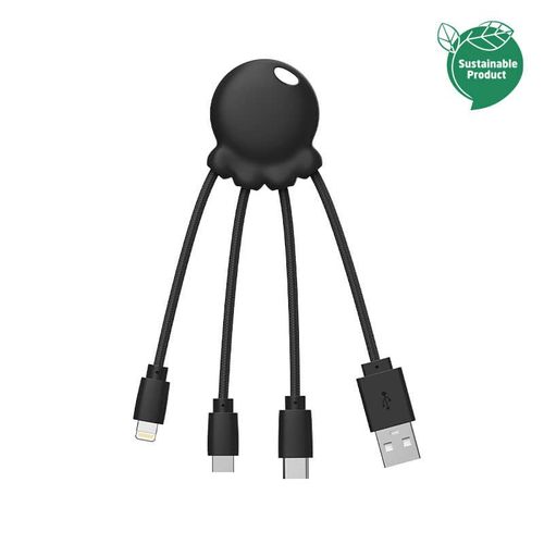 Cable Octopus Biodegradable 0,1m Recyclé Noir