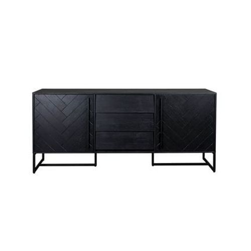 Buffet 2 Portes 3 Tiroirs 180x45x80 Cm Décor Noir - Class