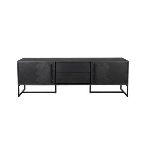 Buffet 2 Portes 2 Tiroirs 180x45x80 Cm Décor Noir - Class