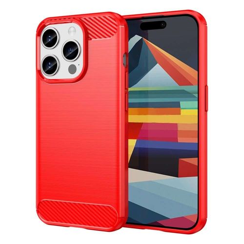 Coque Pour Apple Iphone 15 Pro - Housse Etui Silicone Gel Carbone + Verre Trempe - Rouge