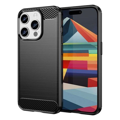 Coque Pour Apple Iphone 15 Pro Max - Housse Etui Silicone Gel Carbone + Verre Trempe - Noir