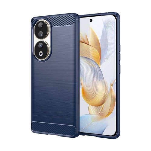 Coque Pour Huawei Honor 90 5g - Housse Etui Silicone Gel Carbone + Verre Trempe - Bleu Fonce