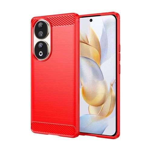 Coque Pour Huawei Honor 90 5g - Housse Etui Silicone Gel Carbone + Verre Trempe - Rouge