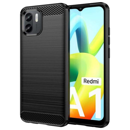 Coque Pour Xiaomi Redmi A1 / A2 - Housse Etui Silicone Gel Carbone + Verre Trempe - Noir