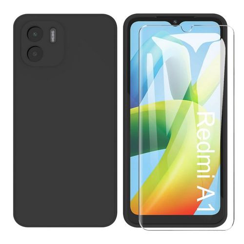 Coque Pour Xiaomi Redmi A1 / A2 - Housse Etui Silicone Gel Fine + Verre Trempe - Noir