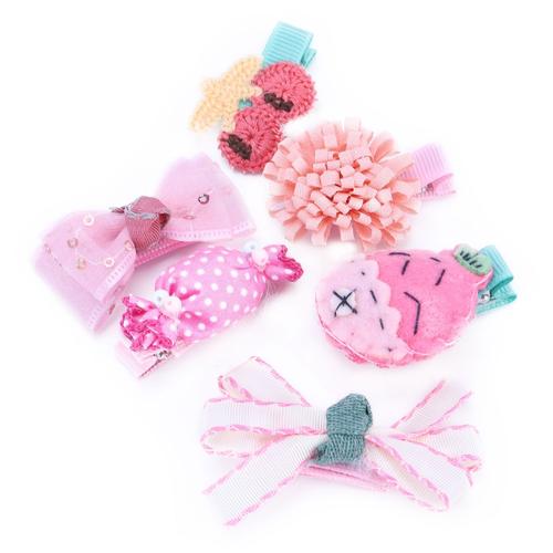 6pcs Pinces A Cheveux Mignon De Filles Epingles A Cheveux En Tissu Fait Main De Couronne De Noeud Papillon Kit D'accessoires De Cheveux Pour Enfants En Bas Age #9 