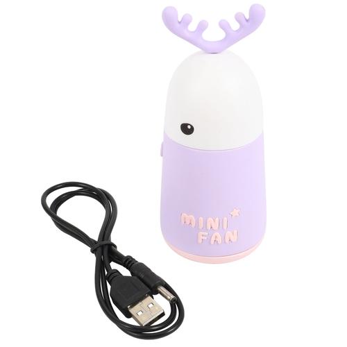 Ventilateur De Poche Portable Bureau Mini Ventilateur Dessin Anime Mignon Cerf Oreille Forme Ventilateur Ventilateur De Charge Violet