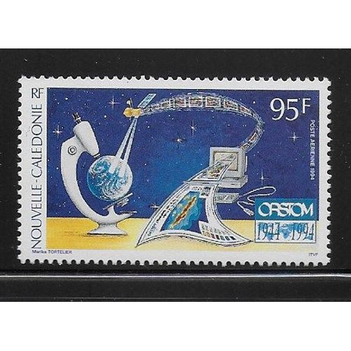 Nouvelle-Caledonie Poste Aerienne 1994 : 50è Anniversaire De L'o.R.S.T.O.M. (Office De La Recherche Scientifique Et Technique D'outre-Mer) : Microscope Avec Terre : Timbre À 95 F. Neuf **