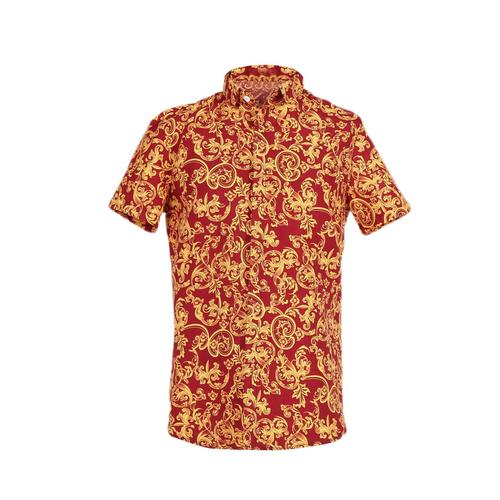 Chemise De Plage Hawaïenne Décontractée D'été À Manches Courtes Pour Homme Chemises À Boutons À Imprimé Floral Pour Homme Veste Lâche Décontractés Vêtements De Vacances Rouge M