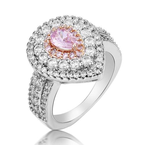 Goutte D' Forme De Poire Bague Diamant Rose De Femme Bague De Fiançailles De Mariage, No.8