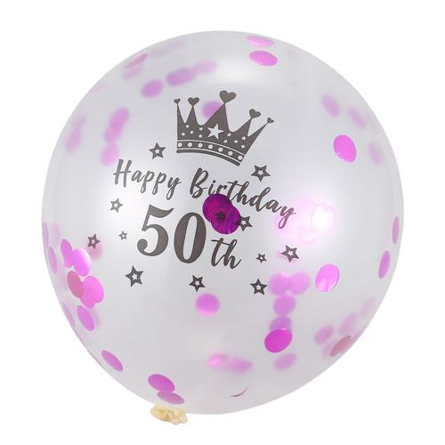 5pc Ballons Confettis De 12 Pouces Ballons D'anniversaire Rose Rouge En Latex Decoration De Fete De Mariage Anniversaire De 50ans