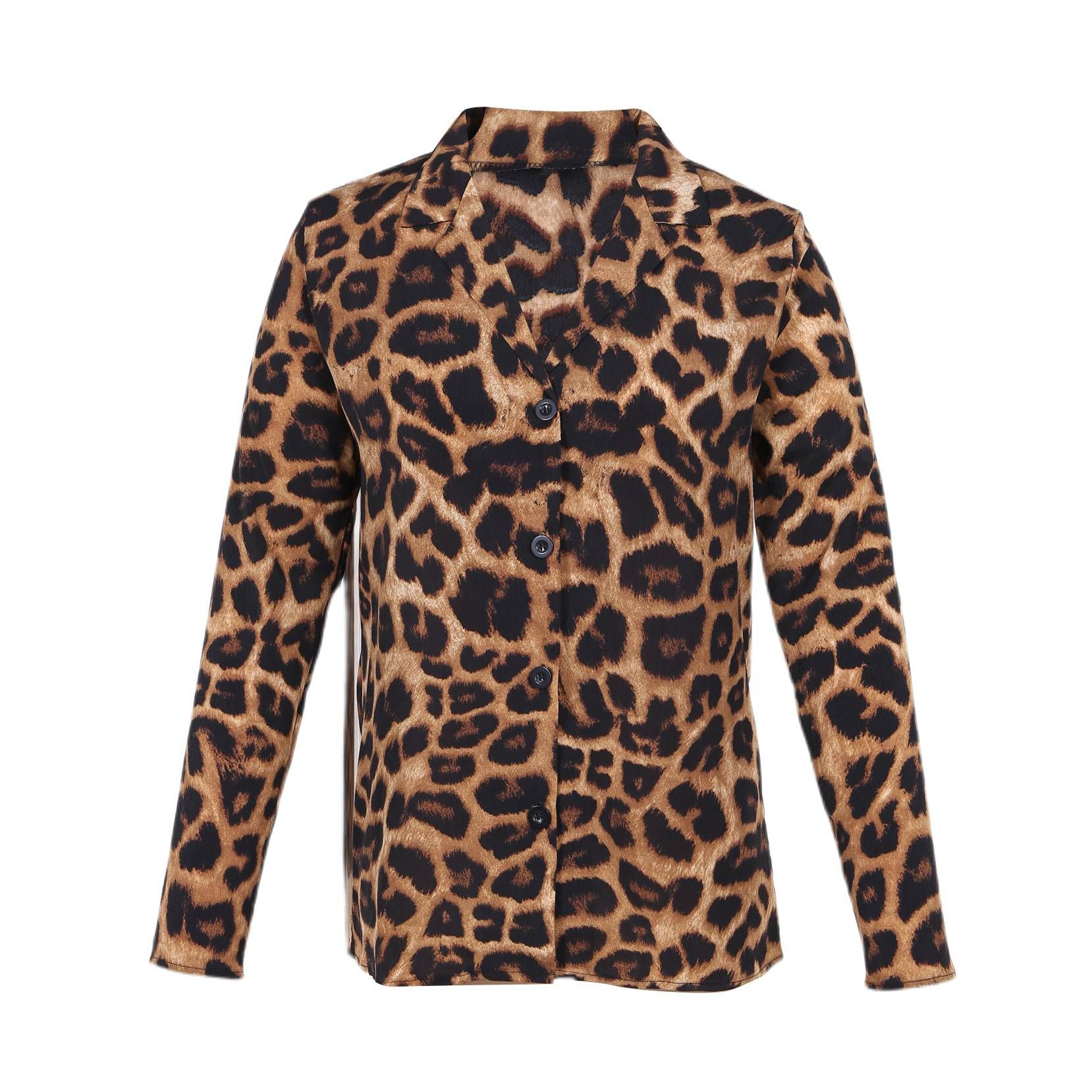 Nouveau Chemisier À Imprime Leopard À La Mode Pour Femme Chemisier À Bouton Fendu De Col En V D'automne Et Chemisier Decontractees Lâche Veste Chic Brun L