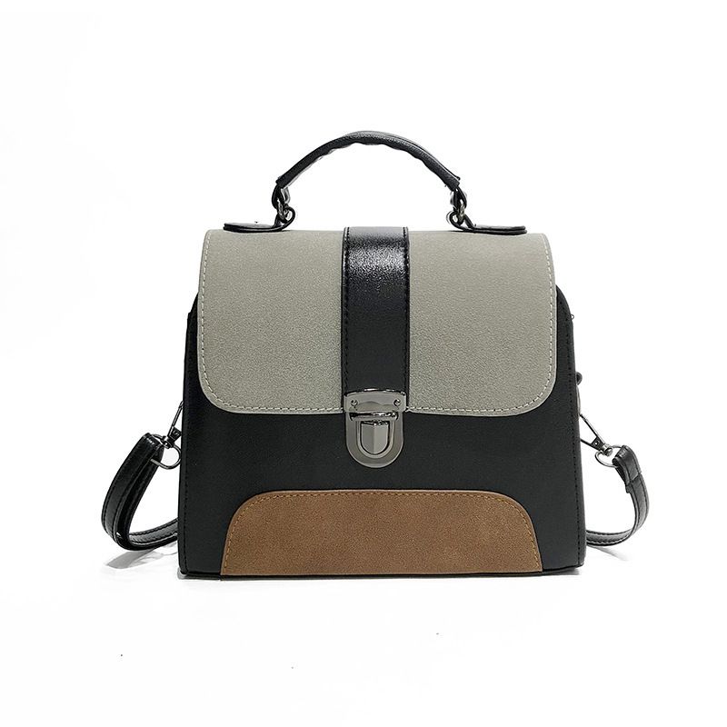 Casual Femmes Pu Cuir Sling Sac À Main Filles Crossbody Sac Patchwork Messenger Sac À Bandoulière Femme Gris