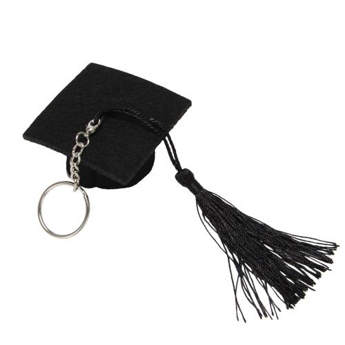 Graduation En Peluche . Cap En Métal Pendentif Porte-Clés Chapeau De Docteur En Forme De Charme Porte-Clés (Noir)